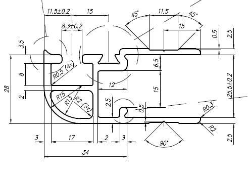 Профиль алюм. заднего борта K20 (L=6м) = 023239