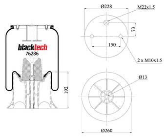 Пневморессора W01 M58 6286 (1T15MPW-9) (с пластик. стаканом)