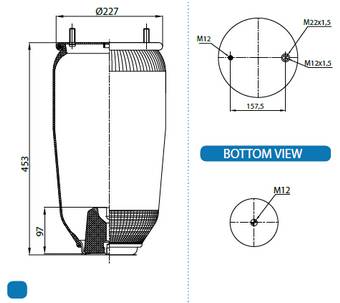 Пневморессора 1DK21A-3 / W01 M58 7074 (без стакана)