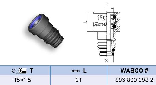 Штекерный соединитель ABC/heavy duty/15x1,5 DIN 74324