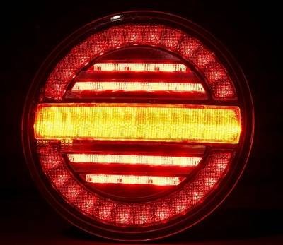 Фонарь зад круглый / LED / габарит, стоп, бегущий поворот / 12-24V