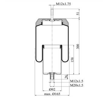 Пневмоподушка подъёма моста Volvo F10/12, FH12/16, FL10/12, FM7/9/10/12, FH/FM