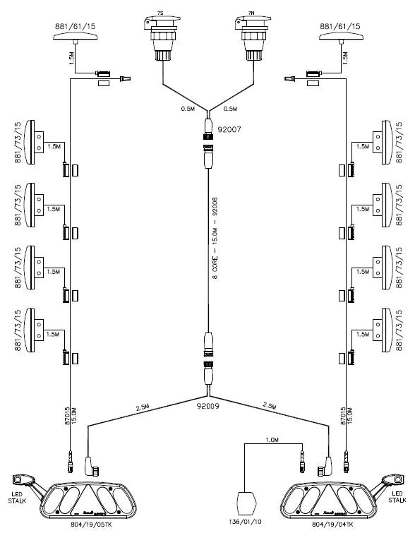 Комплект светотехники полуприцепа (2х7pin)