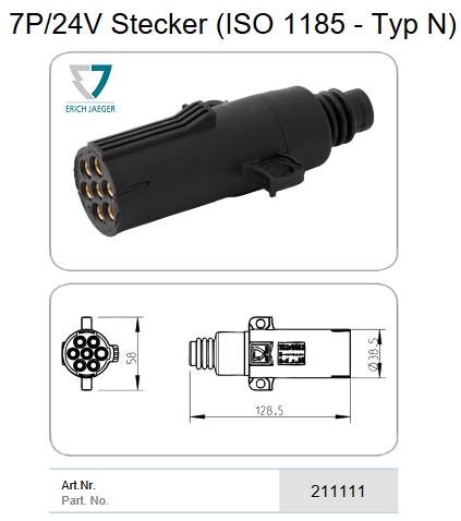 Штекер (пластик) 7P/24V (ISO1185-N)