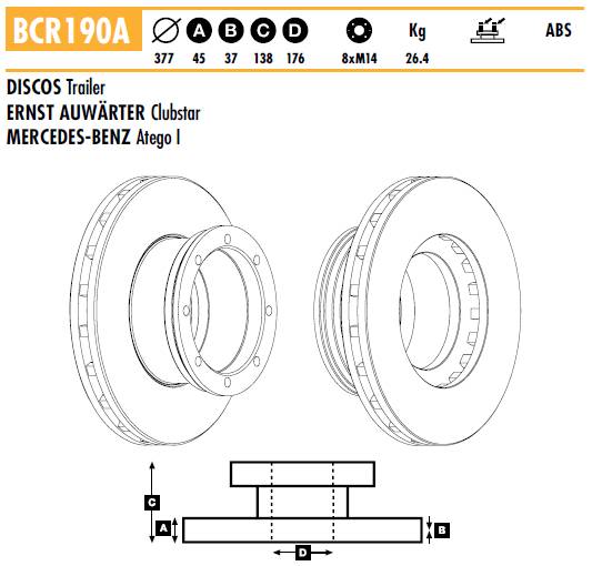 Диск тормозной (Beral) задний MB Atego