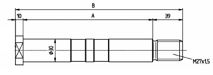 Болт рессоры с гайкой M27x1,5/173mm/222mm SW32