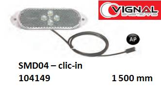 Фонарь SMD04BK габаритный белый, кабель 1500мм