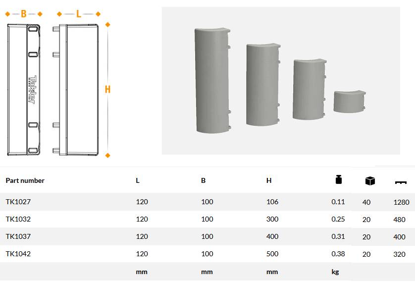 Соединитель боковой защиты 100мм (угловой, серый)