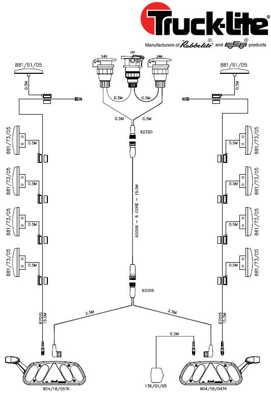 Комплект светотехники полуприцепа (2х7+15pin)