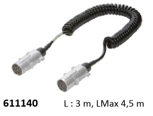 Кабель спиральный 7P (6+1)/24V-N ISO1185 метал.штекер