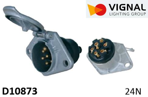 Розетка 7P/24V с крышкой (ISO1185-N) алюм. корпус, под винт
