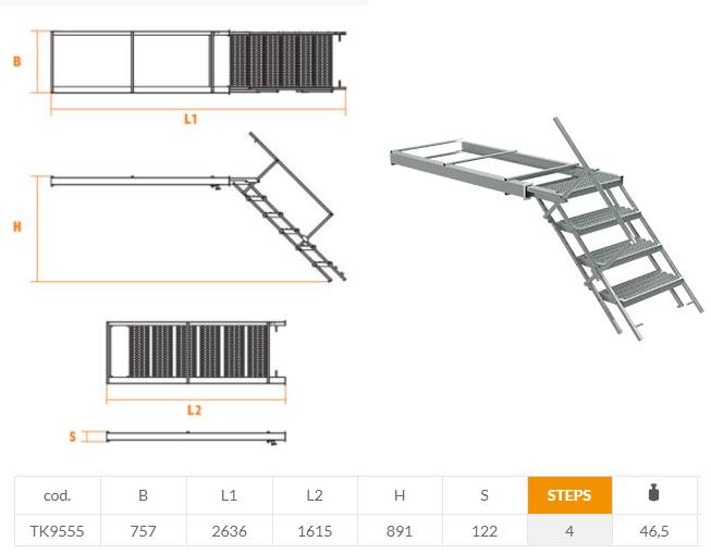 Лестница 4 ступени горячий цинк