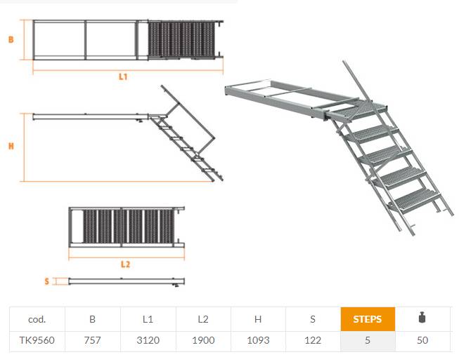 Лестница 5 ступеней горячий цинк