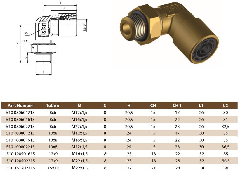 Соединитель угловой М16х1,5/8х1