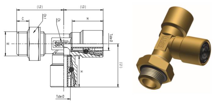 Тройник L-образный М16х1,5/8/8
