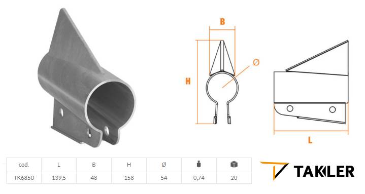 Кронштейн держатель трубы d54 приварной