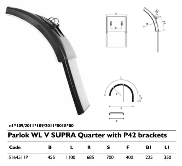 Крыло PARLOK 455x1100 WL SU + P42 STD (заменен на 101867)