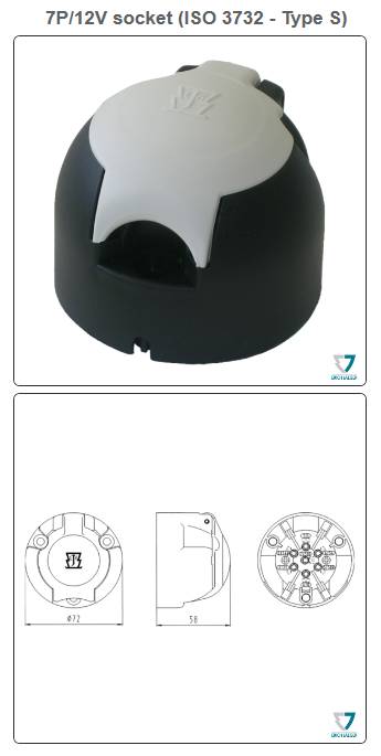 Розетка 7P/12V (ISO 3732 Type S)