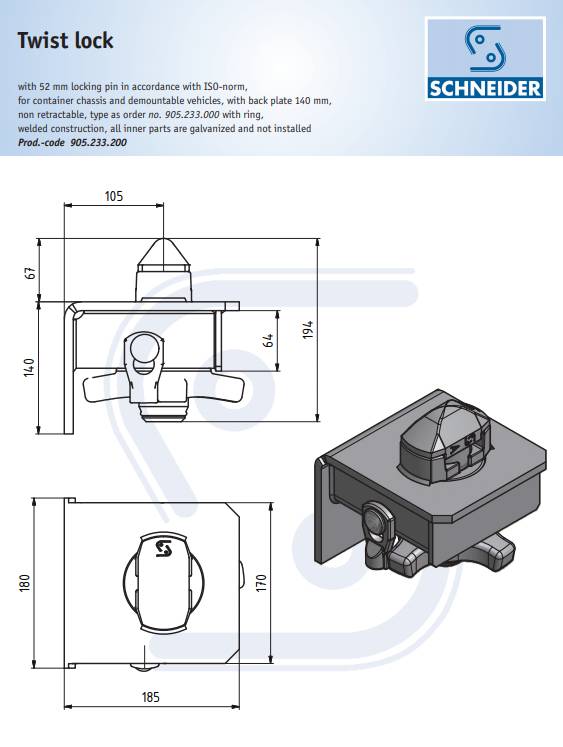 Фиксатор контейнерный R402 F-R (в сборе)
