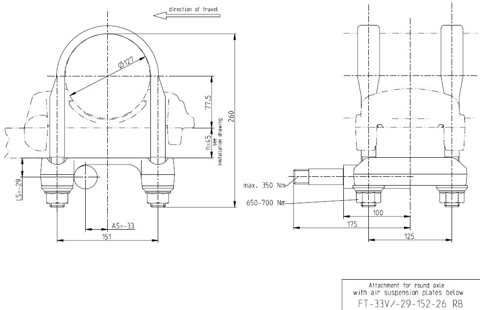 Монтажный комлпект FT -33/-29-152-26RB (балка127мм, )