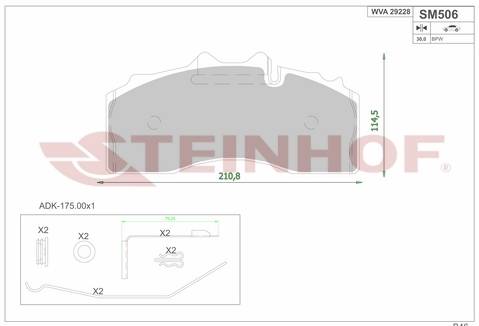 Колодки диск BPW / TSB-4309 / 210*110*30 / STEINHOF SM506Z