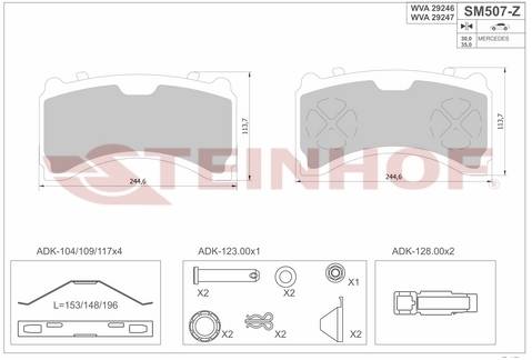 Колодки диск Knorr-SM7 / Mercedes_перед_10.2010г>> / STEINHOF SM507Z