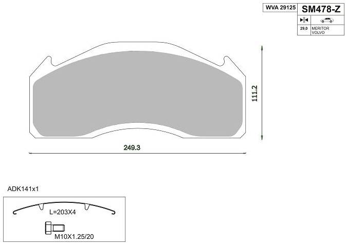 Колодки диск MERITOR-Duco-VOLVO / 250*111*29 / STEINHOF SM478Z