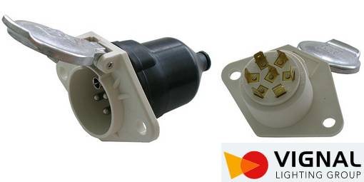 Розетка 7P/24V с крышкой (ISO3731-S) пластик. корпус, под фишку