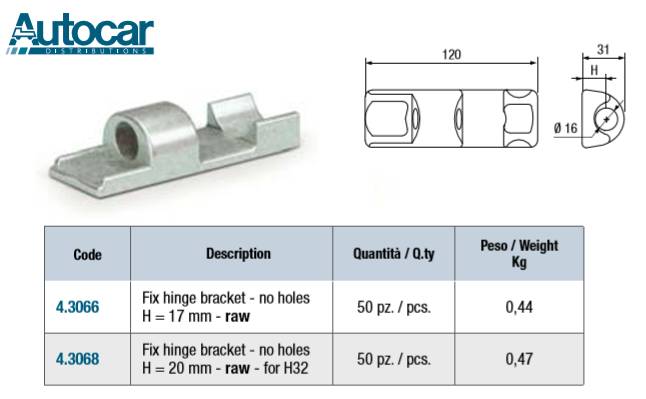 Скоба петли бортовой 120мм (H=17мм)