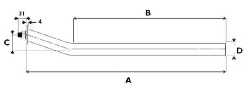 Труба крепления крыла круглая, с изгибом L=540 mm, изгиб 100 mm 5030510