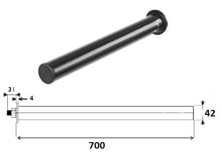 Труба крепления крыла круглая прямая L=700 mm 5030700