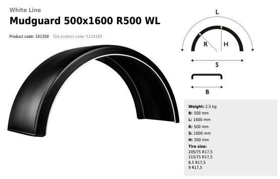 Крыло PARLOK 500x1600 R500