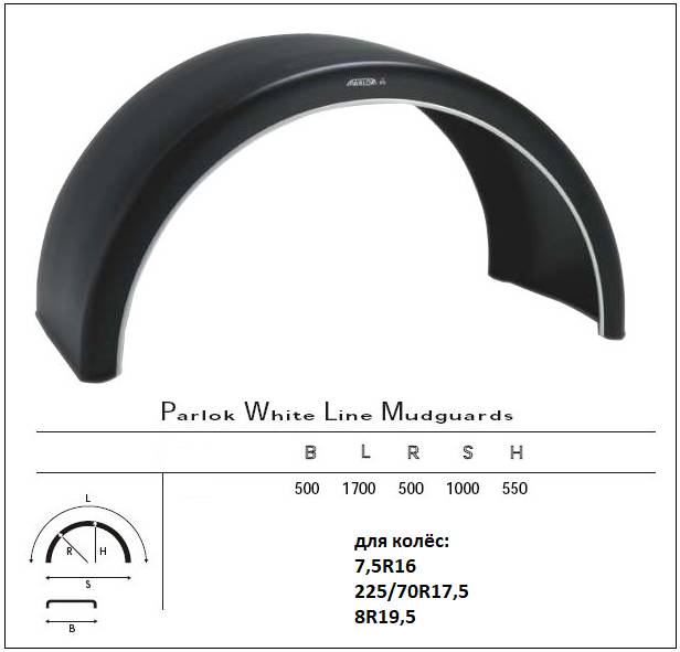 Крыло PARLOK 500x1700 R500 (для сдвоенных колес) 5124170
