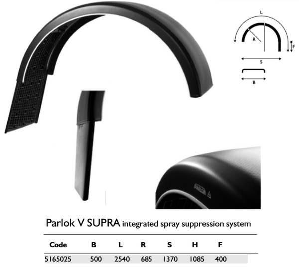 Крыло PARLOK 500х2540 R685 с брызговиком SUPRA 5165025