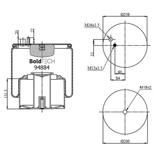 Пневморессора (4884 N1 P06) металлический стакан