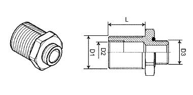 Штуцер проходной М22х1,5/M16x1,5, L=40