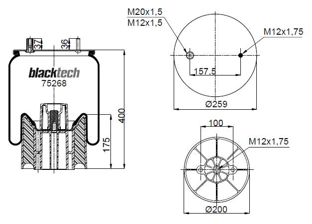 Пневморессора 4157NP10 (пластик. стакан)