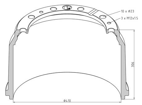 Барабан тормозной задний MB O303, O325