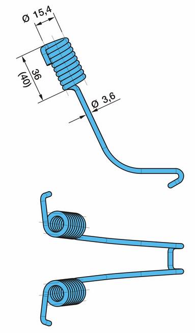 Пружина стяжная колодок (крюк)