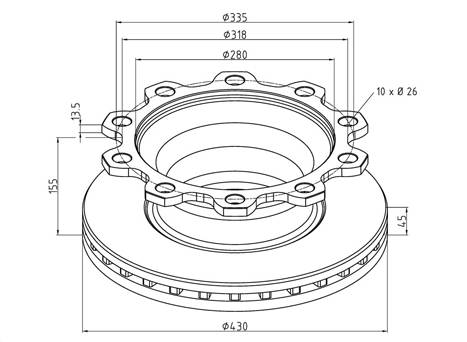Диск тормозной 430-45-155 SMB 9 t
