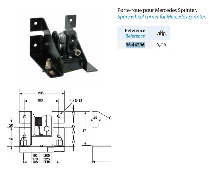Держатель зап. колеса для MB Sprinter
