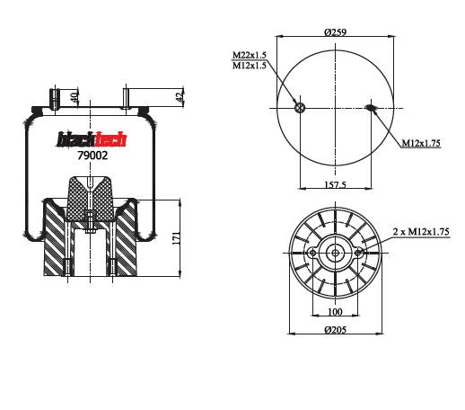 Пневморессора W01 M58 8840 (пластик. стакан)