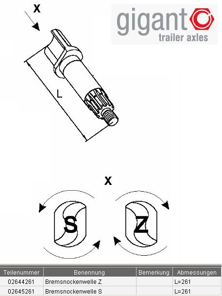 Вал тормозной (Z) L=261