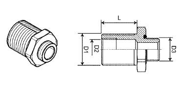 Штуцер проходной М22xМ16xМ22
