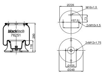 Пневморессора W01 M58 6251 (металл. стакан)
