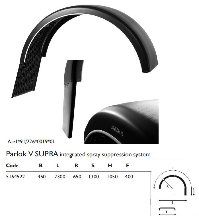 Крыло PARLOK 450x2300 R650 с брызговиком SUPRA (заменен на 101870)