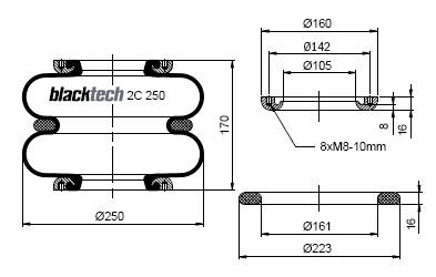 Пневмобаллон подвески 620M Hydro 17 bar (160 mm)